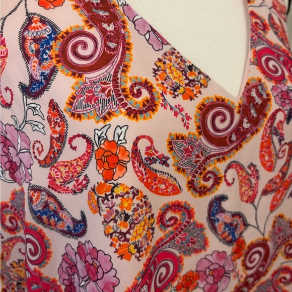NWT St.Tropez colorful pink paisley patterned tank blouse size L - Picture 5 of 12